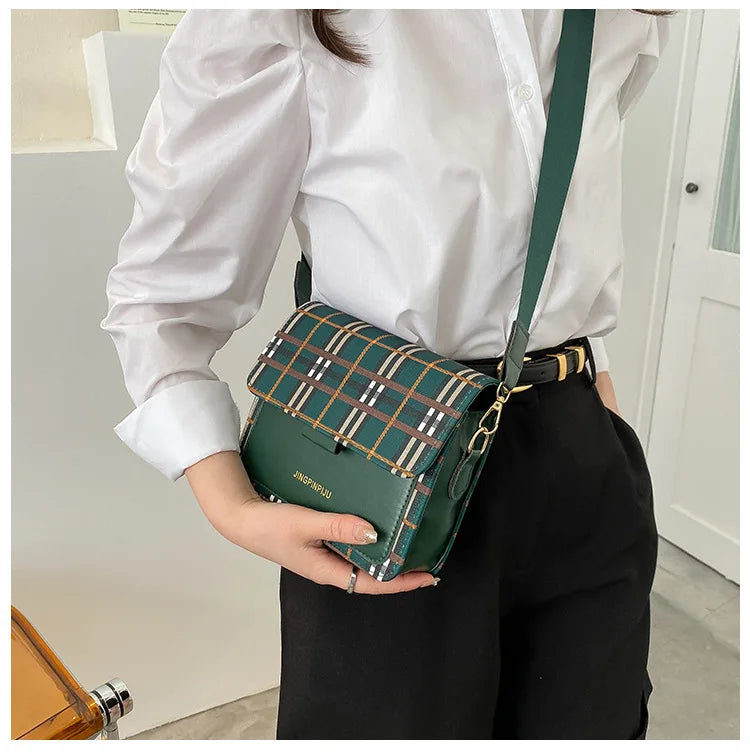 Retro Plaid Shoulder Bags For Women Messenger Purse
