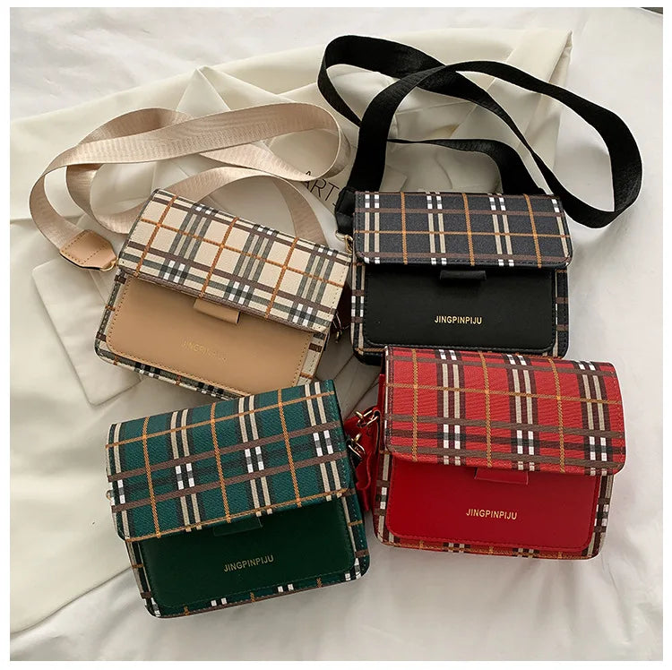 Retro Plaid Shoulder Bags For Women Messenger Purse