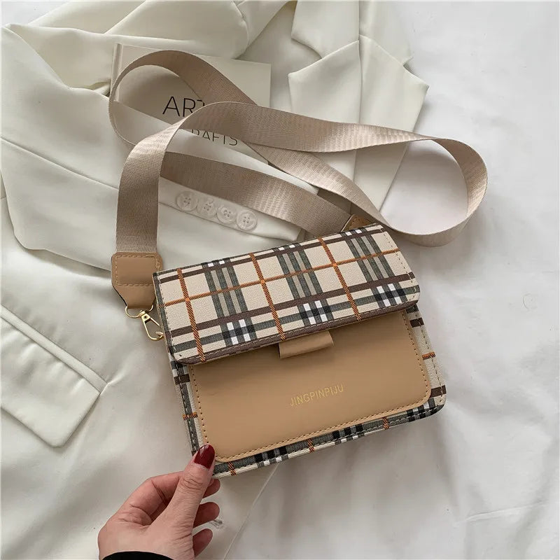 Retro Plaid Shoulder Bags For Women Messenger Purse