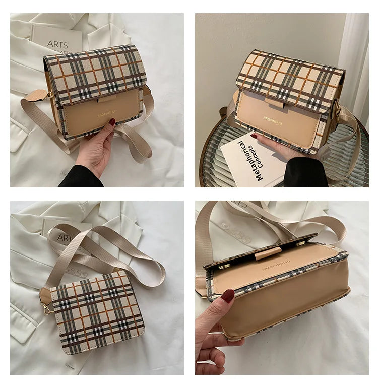 Retro Plaid Shoulder Bags For Women Messenger Purse