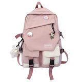 Vintage Schoolbag for High School Students with Pendant