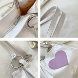 Women PU Leather Heart Panelled Tote Bag Underarm Shopping Handbag