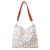 Heart Print Canvas Tote Bag Women's Handbag
