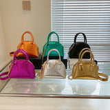 Bright Finish Leather Shell Bag Chain Crossbody Women's Bag