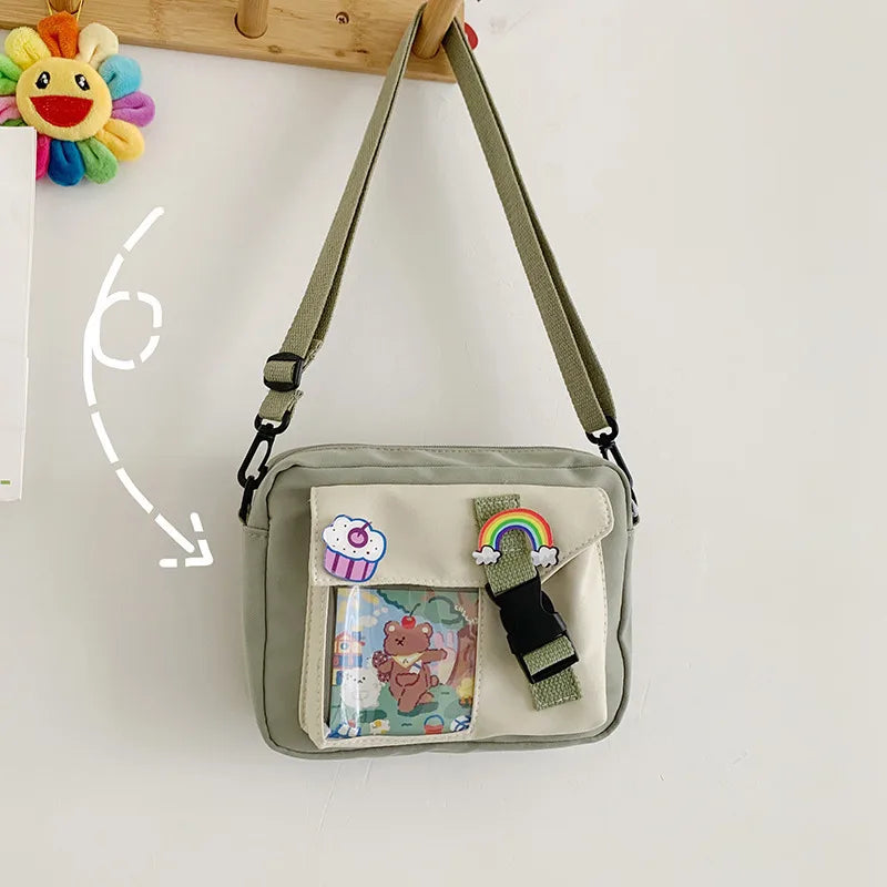 Cartoon Print Shoulder Bag Women Messenger Crossbody Student Phone Handbag
