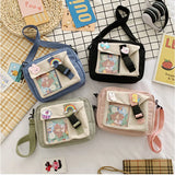 Cartoon Print Shoulder Bag Women Messenger Crossbody Student Phone Handbag