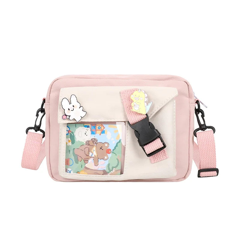 Cartoon Print Shoulder Bag Women Messenger Crossbody Student Phone Handbag