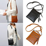 Small Women's Zipper Pocket Crossbody Bag Soft PU Leather