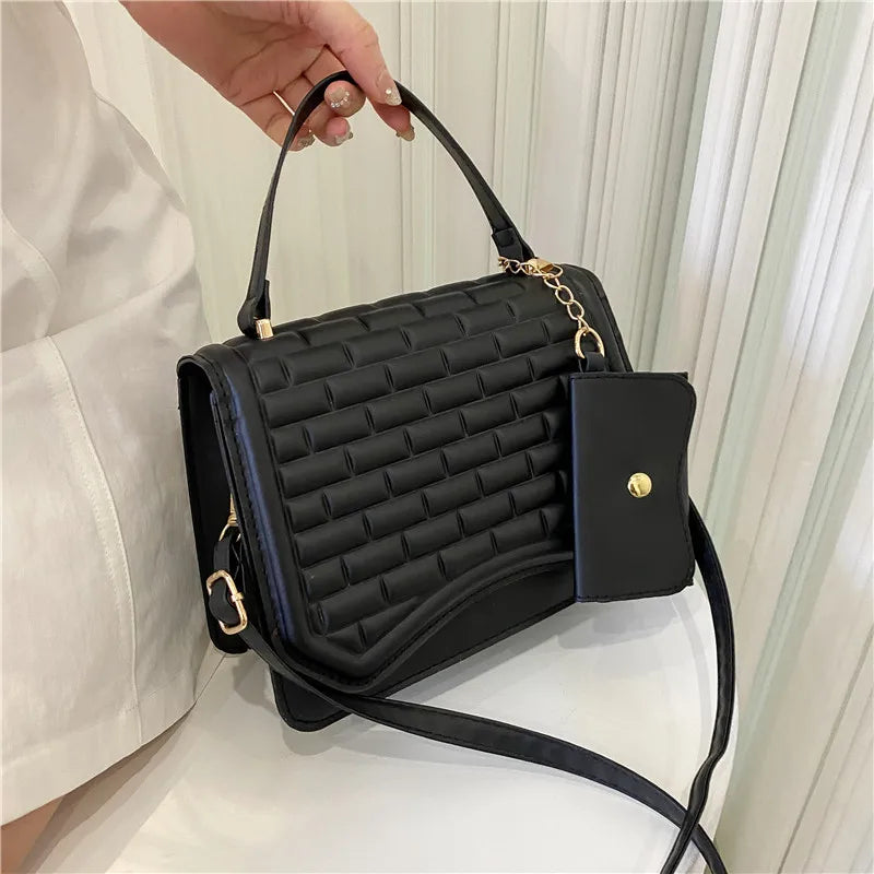 Spring Embossed Shoulder Bag Crossbody with Small Pocket