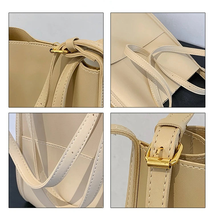 Street Women's Large Capacity Shopping Bag Shoulder Handbag PU Commuter Tote