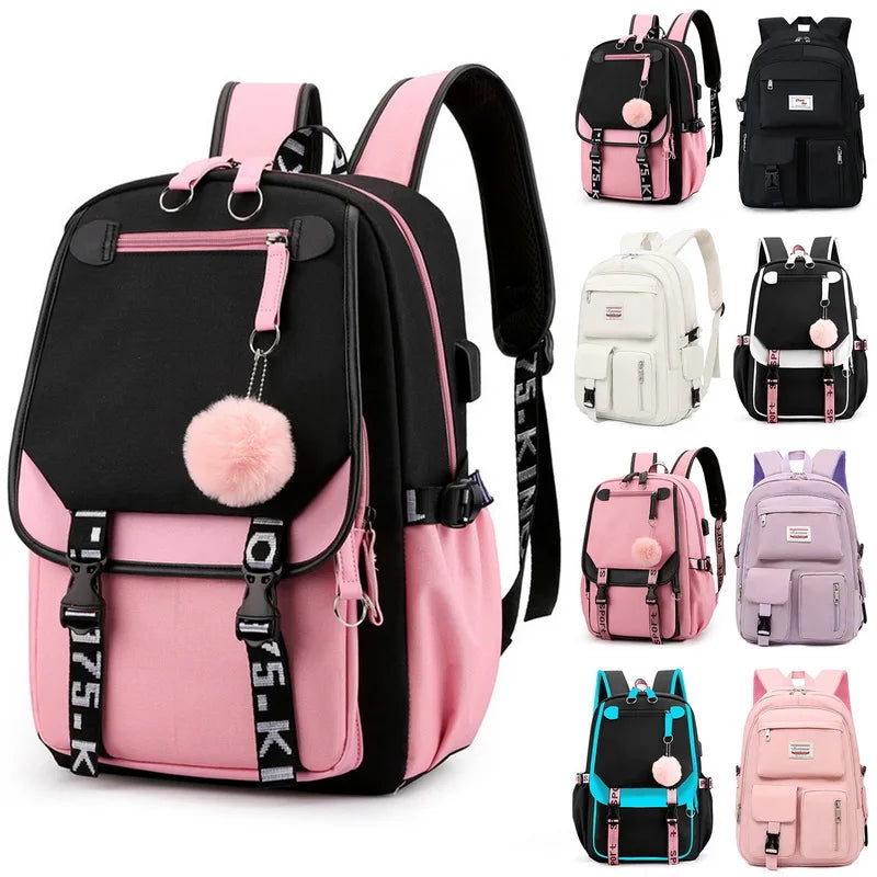 Large School Bags For Girl Ins Canvas Schoolbag Waterproof Student Travel Bag