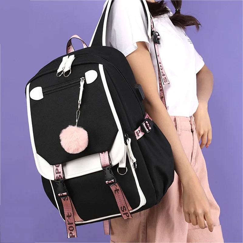 Large School Bags For Girl Ins Canvas Schoolbag Waterproof Student Travel Bag