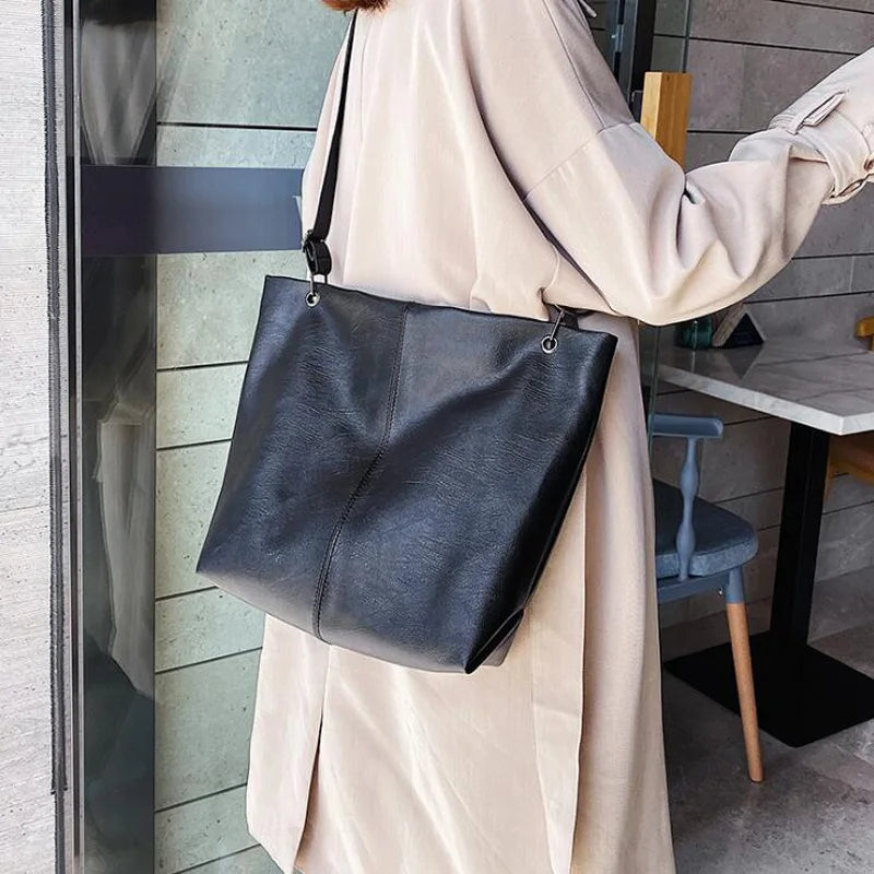 Women Handbag Big Capacity Tote Soft PU Leather Shoulder Bags Ladies sac