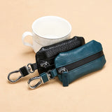 Leather Car Key Case Lychee Pattern Waterproof Zipper Universal Cover