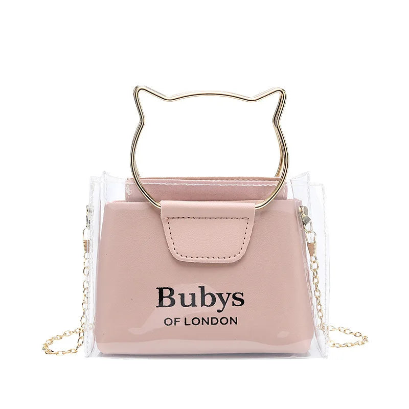 Small Clear Cat Handle Shoulder Bag for Women