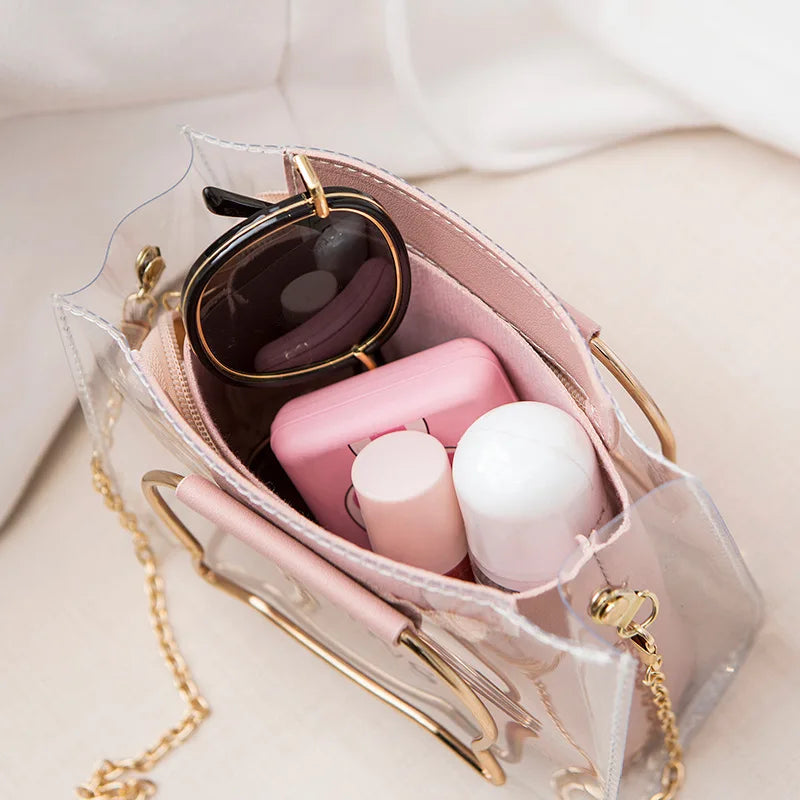 Small Clear Cat Handle Shoulder Bag for Women