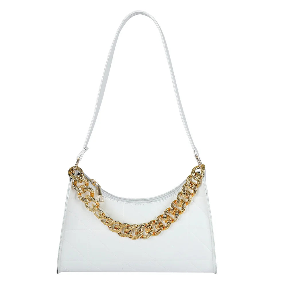 Thick Chain Handbag Shoulder Bags PU Leather Crossbody Tote Purse