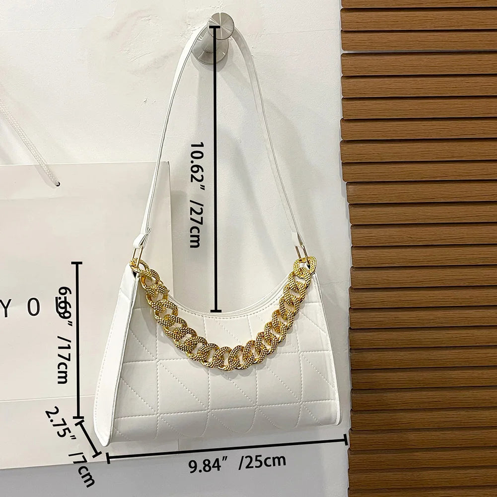 Thick Chain Handbag Shoulder Bags PU Leather Crossbody Tote Purse