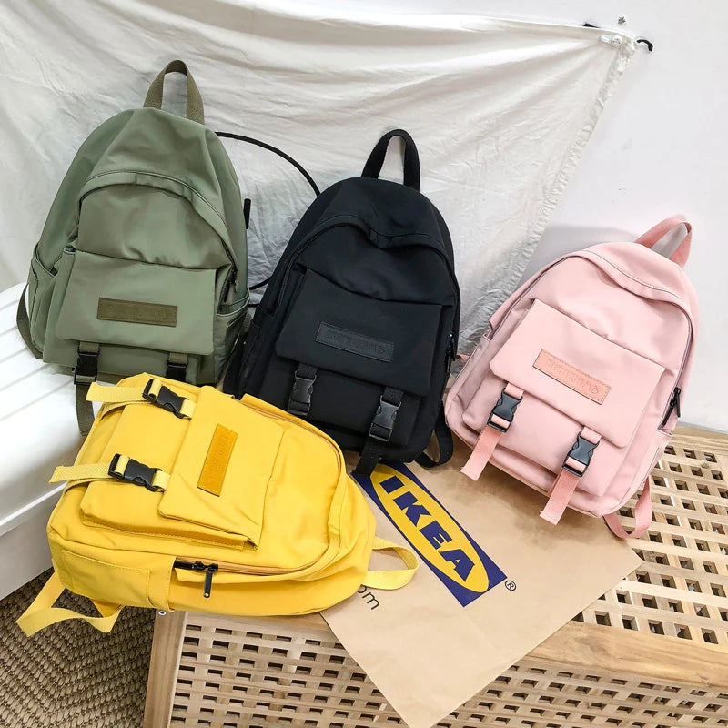 Casual Backpack Shoulder Bag Solid SchoolBag for Teenage Girl Boy