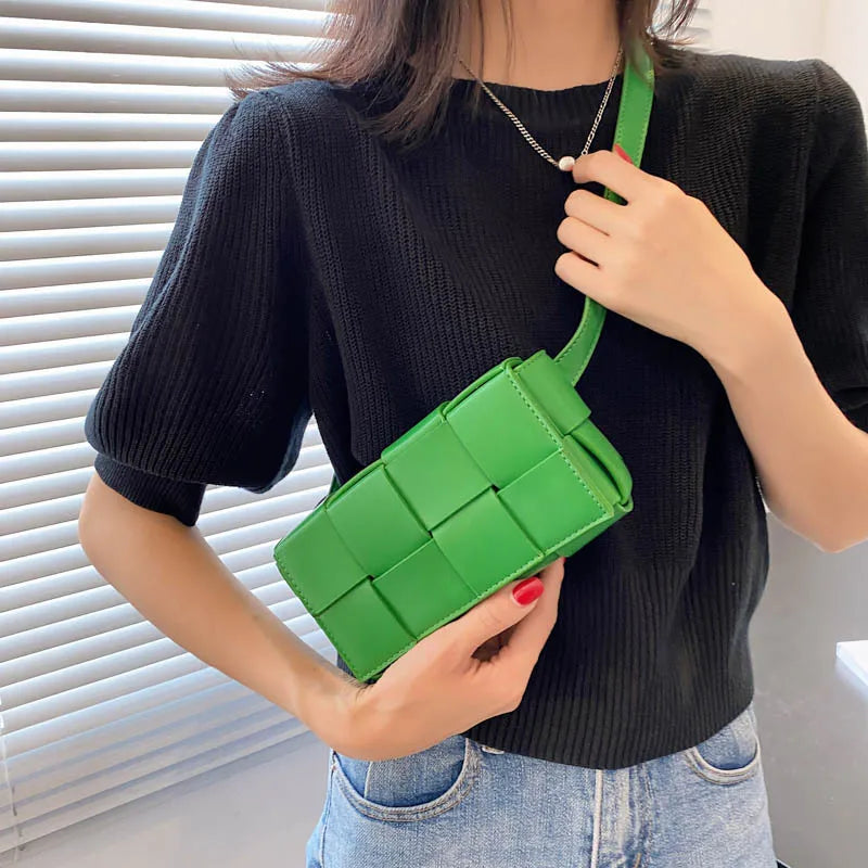 PU Leather Macaroon Small Waist Female Shoulder Bag Hand Bag Messenger Bags Fema