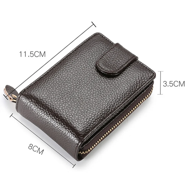 RFID Anti-theft Leather Zipper Organ Wallet