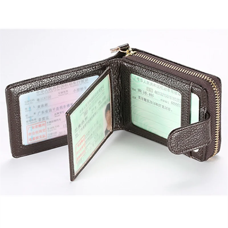 RFID Anti-theft Leather Zipper Organ Wallet