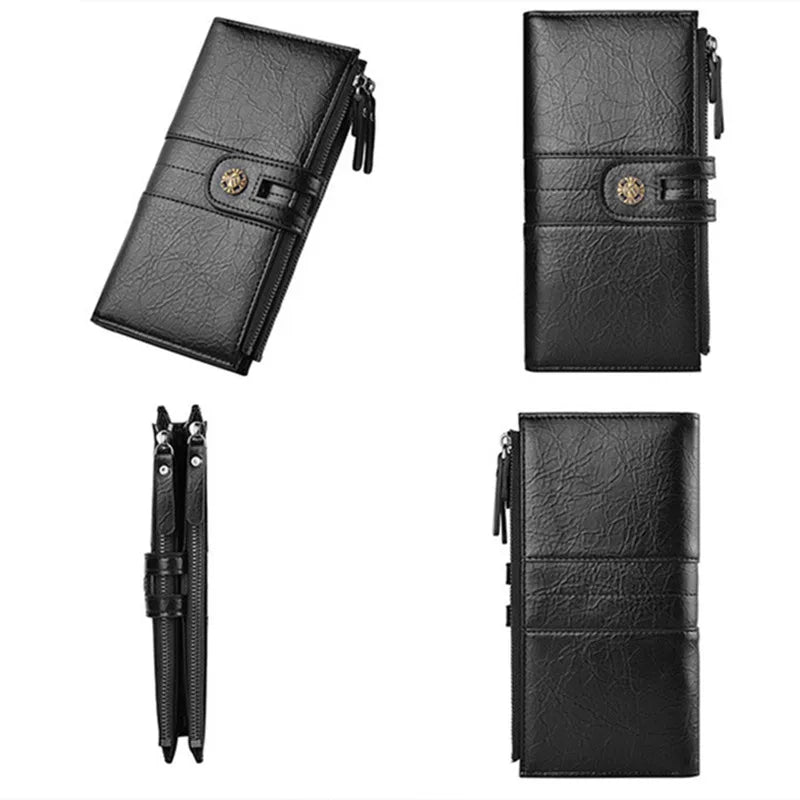 Men's Zipper Soft Wallet Multifunctional PU Waterproof Wallet