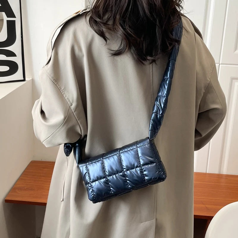 Winter Down Cotton Shoulder Bag Soft Nylon Handbags Crossbody Bags For Women