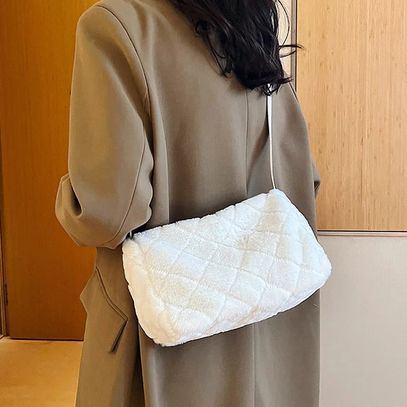 Winter Plush Crossbody Bag Soft Faux Fur Shoulder Handbag