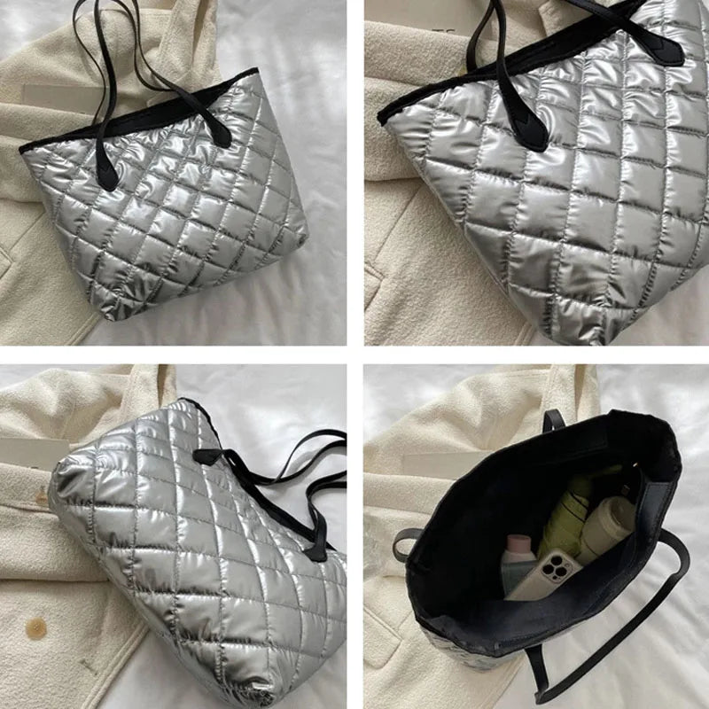 Winter Space Shoulder Bag Nylon Cotton Casual Tote Bags For Women