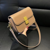Cowhide Single Shoulder Bag Diagonal Span BOX Lock Small Square Bag