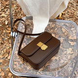 Cowhide Single Shoulder Bag Diagonal Span BOX Lock Small Square Bag