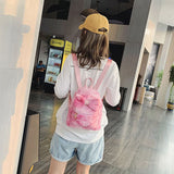 Plush Bow Women Backpack Casual School Bag Laptop Computer