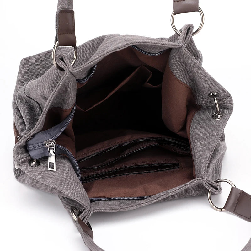 Casual Canvas Shoulder Bag Large Capacity Top-handle Bag