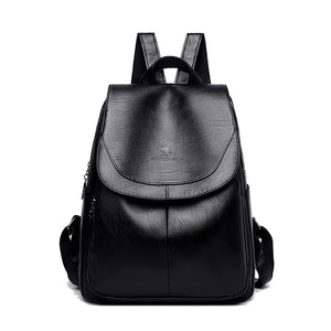 Vintage Leather Backpack for Women Girls School Bag Travel Bagpack