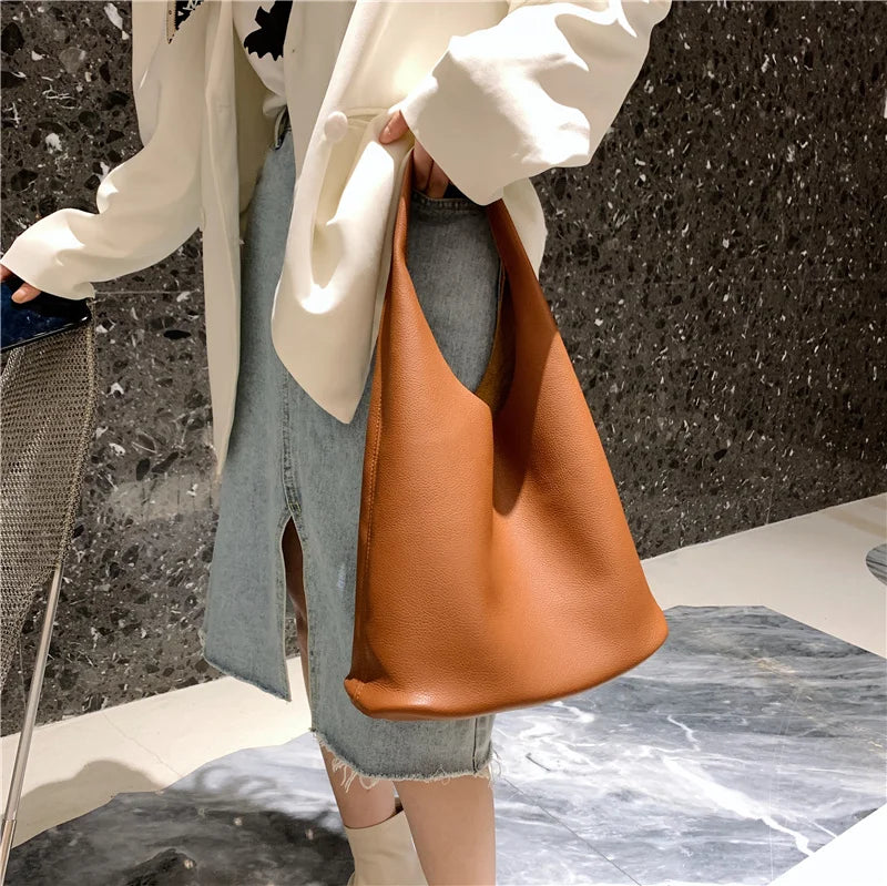 Women Leather Handbags Top-handle Bags Travel Large Casual Tote Female Shoulder