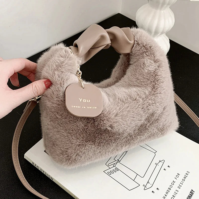 Fluffy Fur Shoulder Bag for Women Plush Handbag