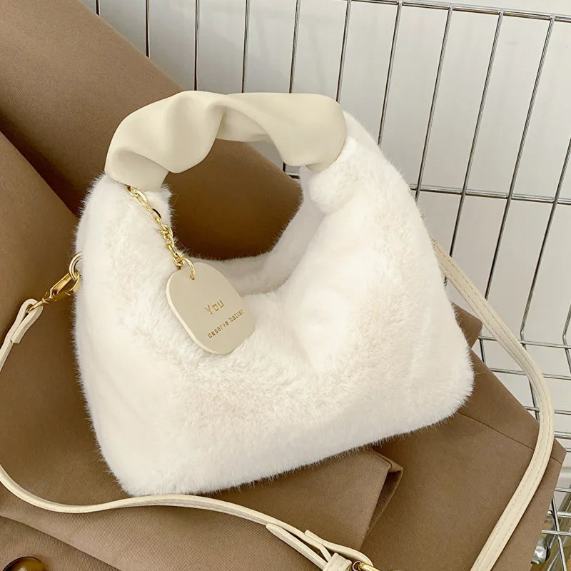 Fluffy Fur Shoulder Bag for Women Plush Handbag
