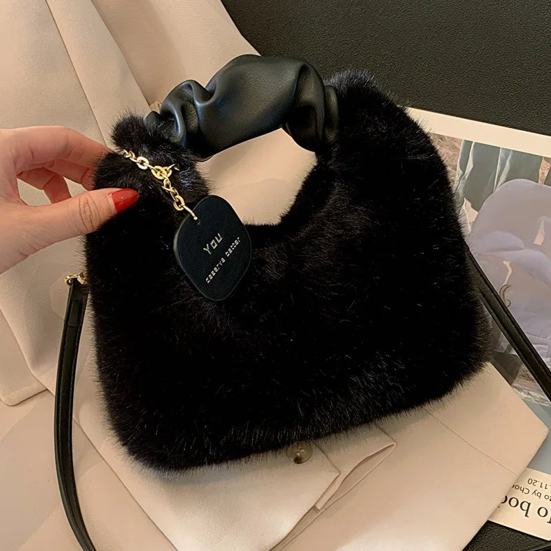 Fluffy Fur Shoulder Bag for Women Plush Handbag