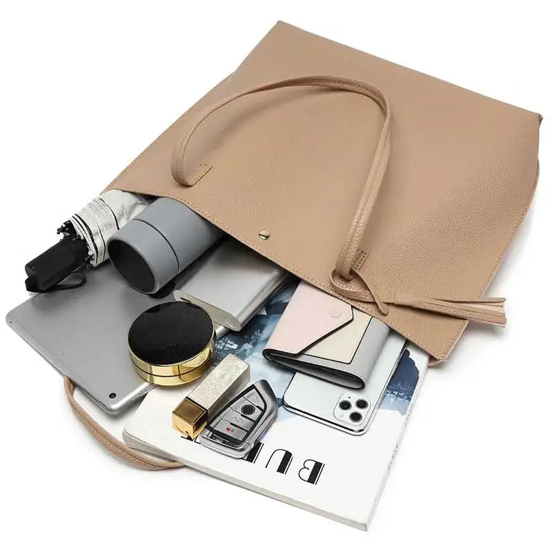 Women Leather Shoulder Bags Practical Zipper Handbags Purse Totes