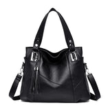 Women Retro Tassel Tote Bag Messenger Handbag High PU Leather Shoulder Bag