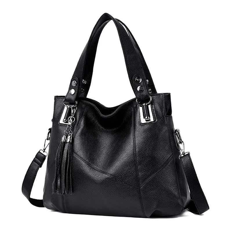 Women Retro Tassel Tote Bag Messenger Handbag High PU Leather Shoulder Bag