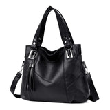 Women Retro Tassel Tote Bag Messenger Handbag High PU Leather Shoulder Bag
