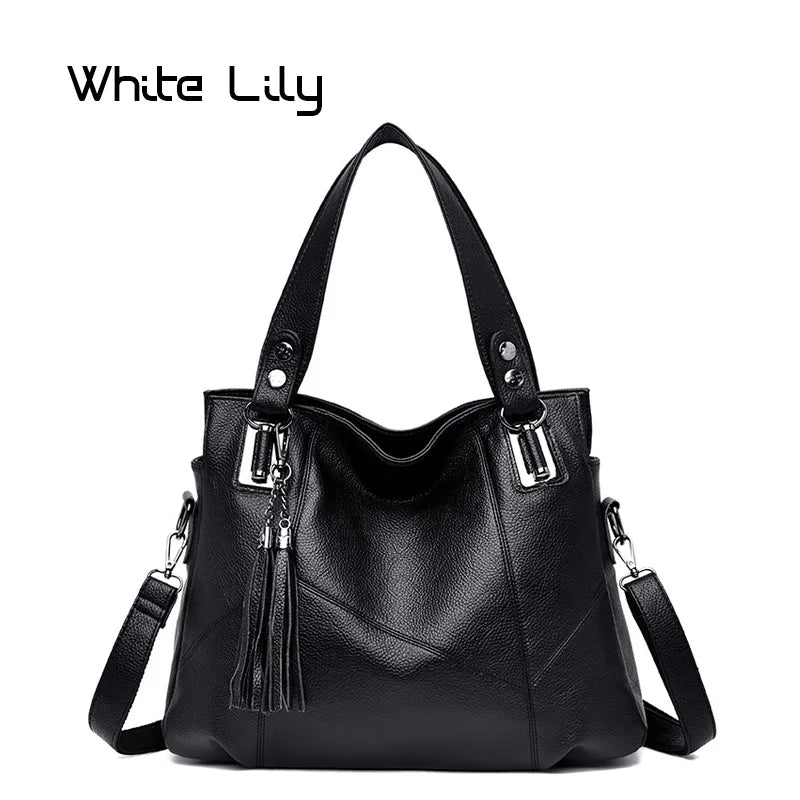Women Retro Tassel Tote Bag Messenger Handbag High PU Leather Shoulder Bag