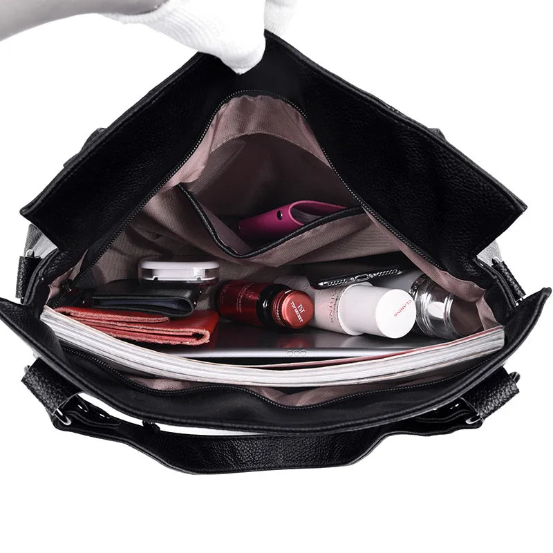 Women Retro Tassel Tote Bag Messenger Handbag High PU Leather Shoulder Bag