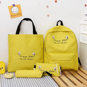 Cat Ear Letter School Backpack for Teen Girls