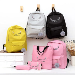 Cat Ear Letter School Backpack for Teen Girls