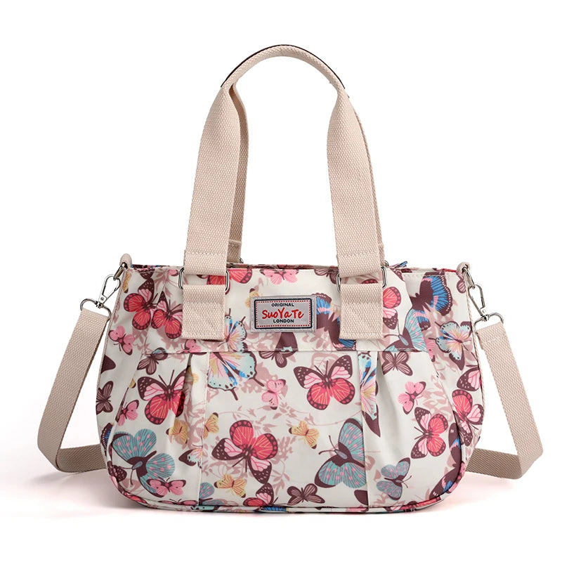 Flower Printed Shoulder Messenger Bag Women Crossbody Tote Handbag
