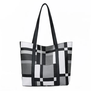Women's Checkered Shoulder Bag Oxford Casual Travel Tote Handbag