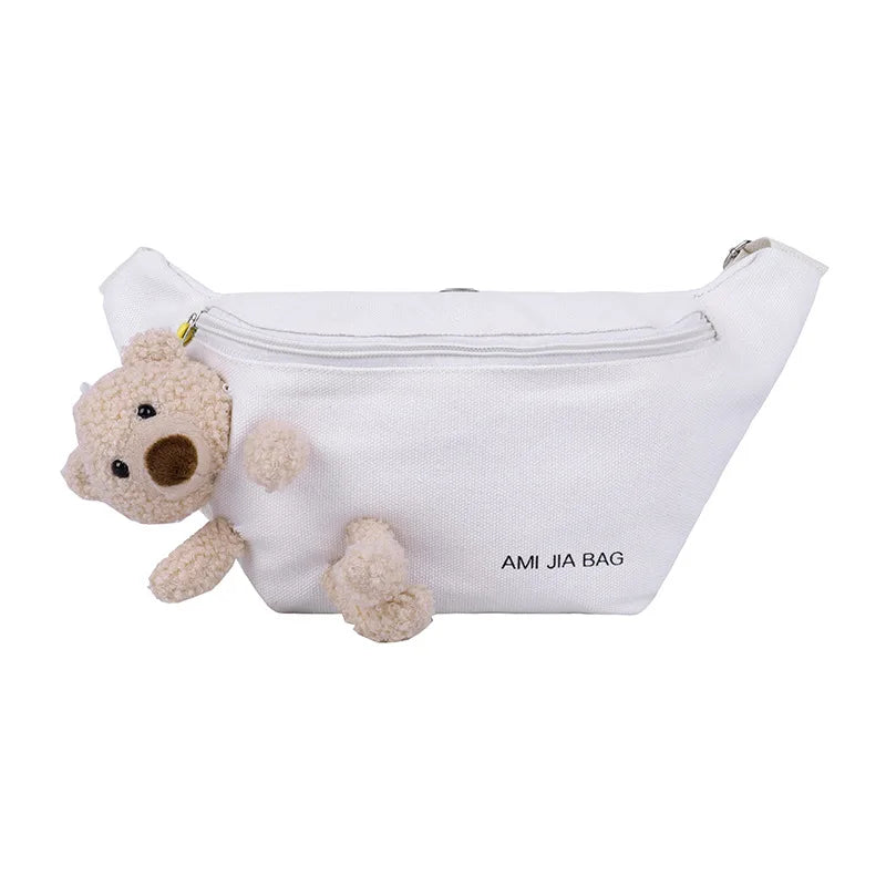Bear Messenger Chest Bag Canvas Outdoor Ladies Small Bag